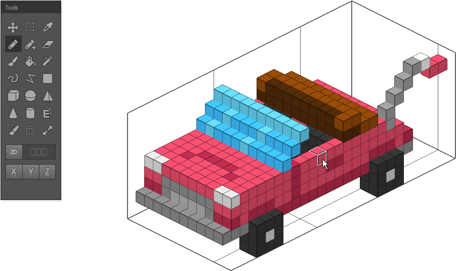 3 D Pixel Art Car Design PNG