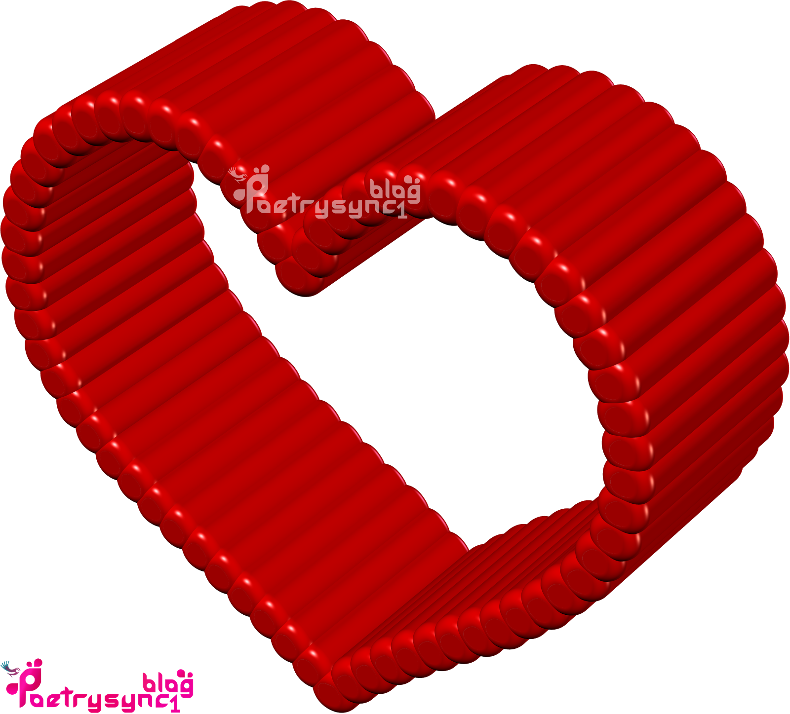 3 D Red Balloon Heart Structure PNG