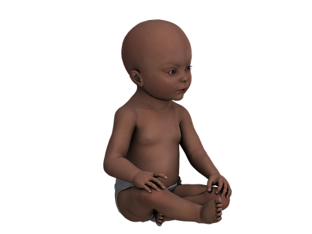 3 D Rendered Baby Sitting In Darkness PNG