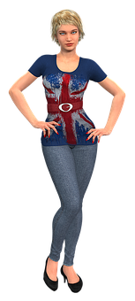 3 D Rendered Blonde Woman Hands On Hips PNG
