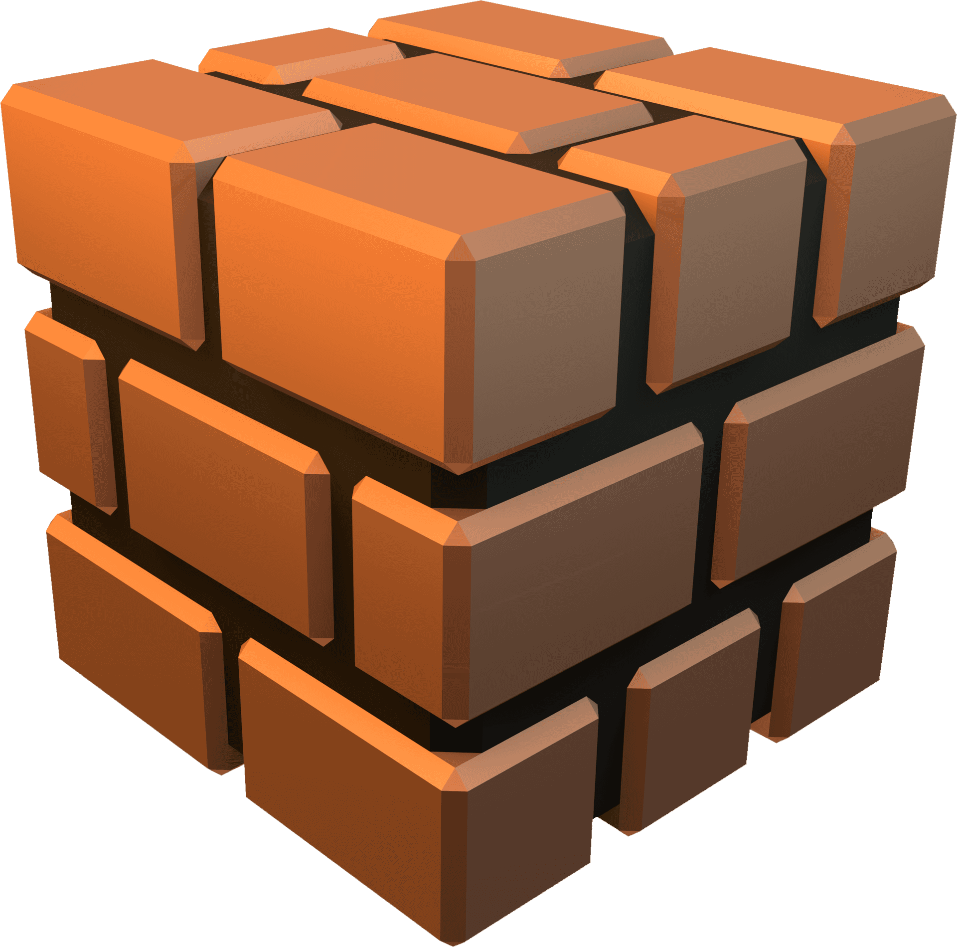 3 D Rendered Brick Cube PNG