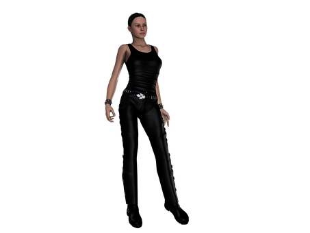 3 D Rendered Female Characterin Black Outfit PNG