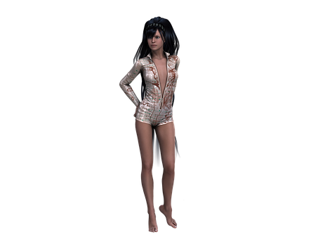 3 D Rendered Female Characterin Bodysuit PNG