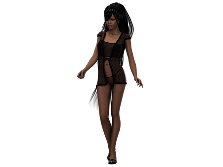 3 D Rendered Female Characterin Lingerie PNG