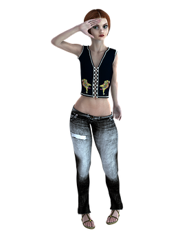 3 D Rendered Saluting Girl PNG