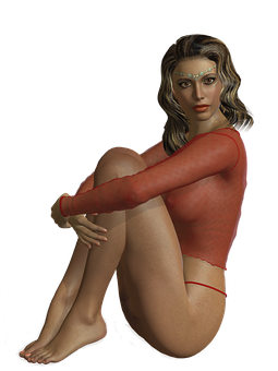 3 D Rendered Seated Woman PNG