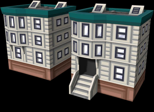 3 D Rendered Twin Buildings PNG