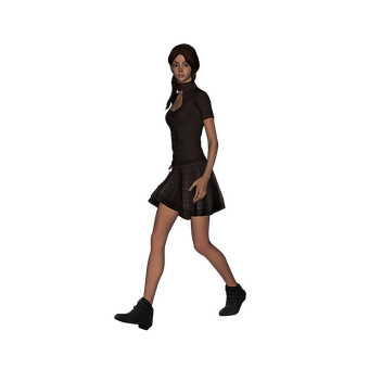 3 D Rendered Walking Girl PNG