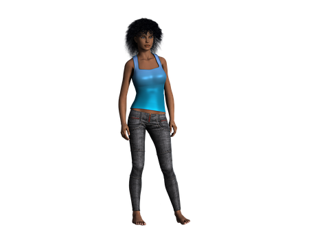 3 D Rendered Womanin Casual Attire PNG