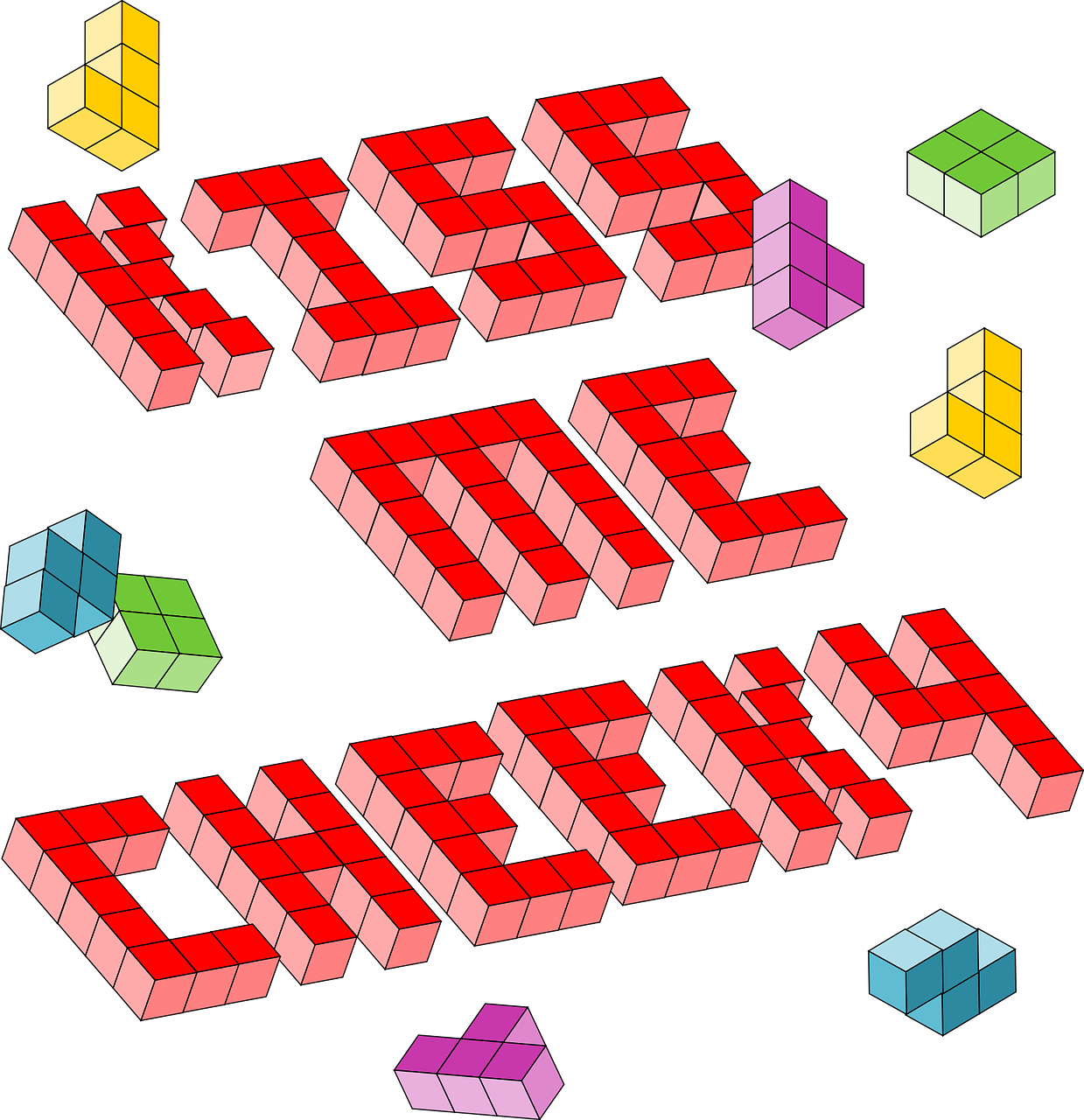 3 D Tetris Blocks Spelling Just One Week PNG