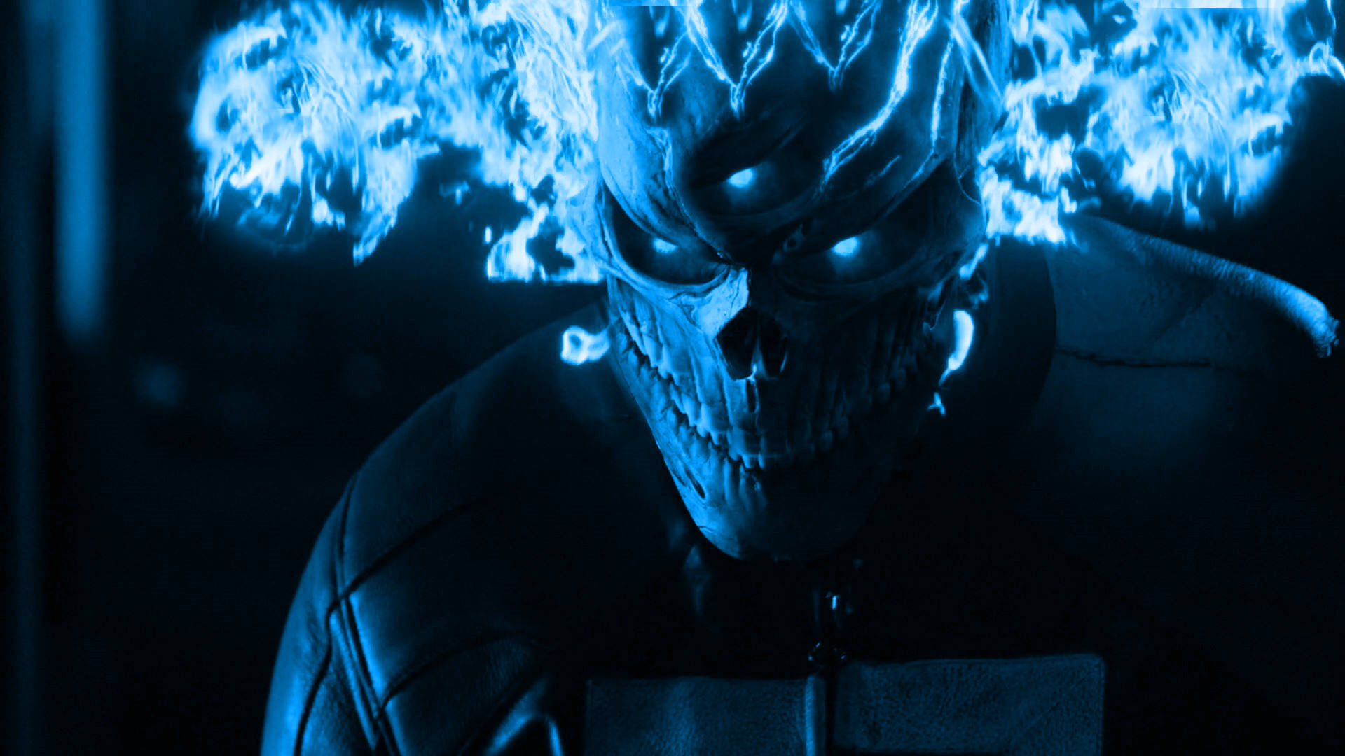 3-eyed Blue Ghost Rider Background