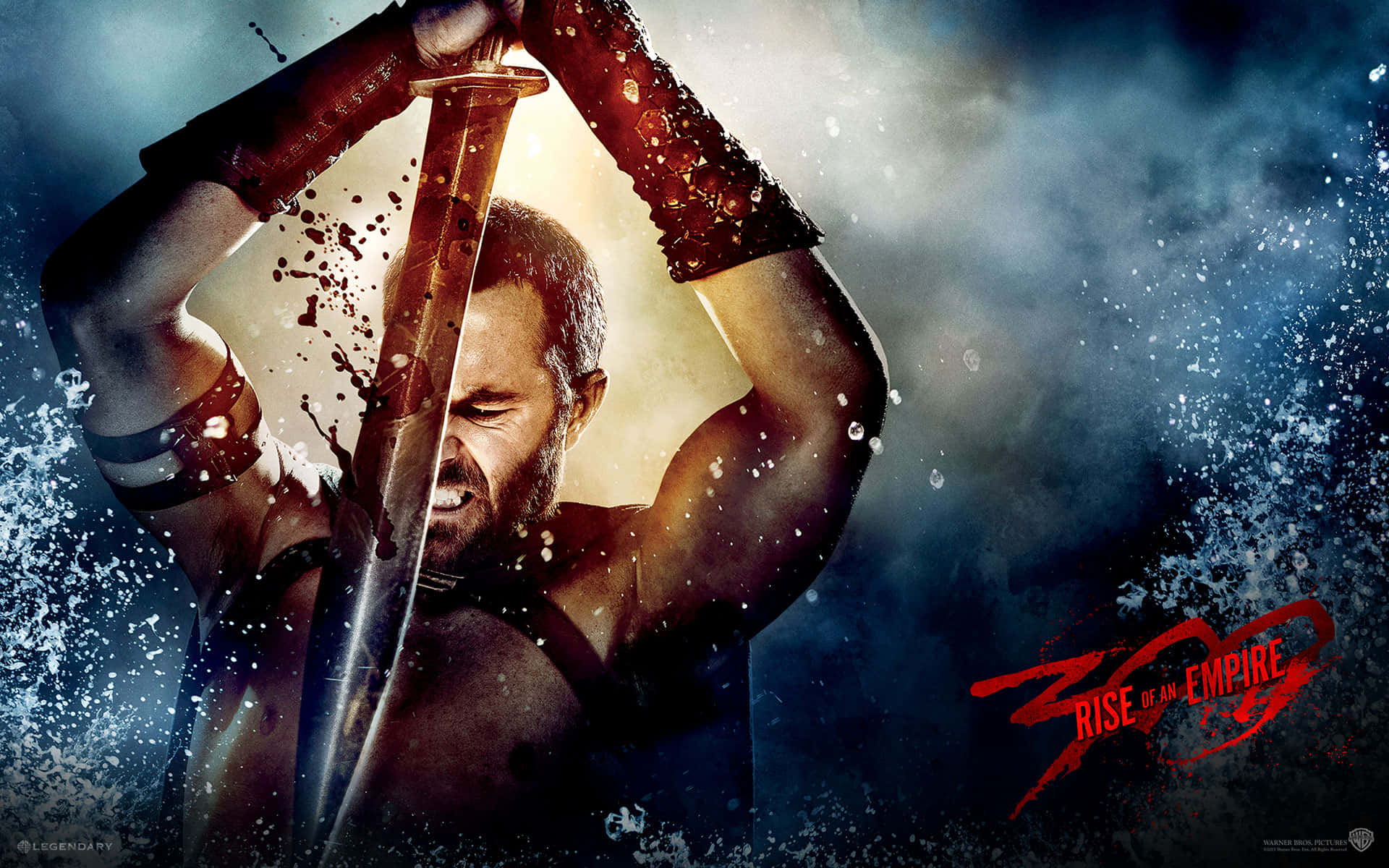 300 Movie Poster With Themistocles Smashing His Sword Wallpaper
