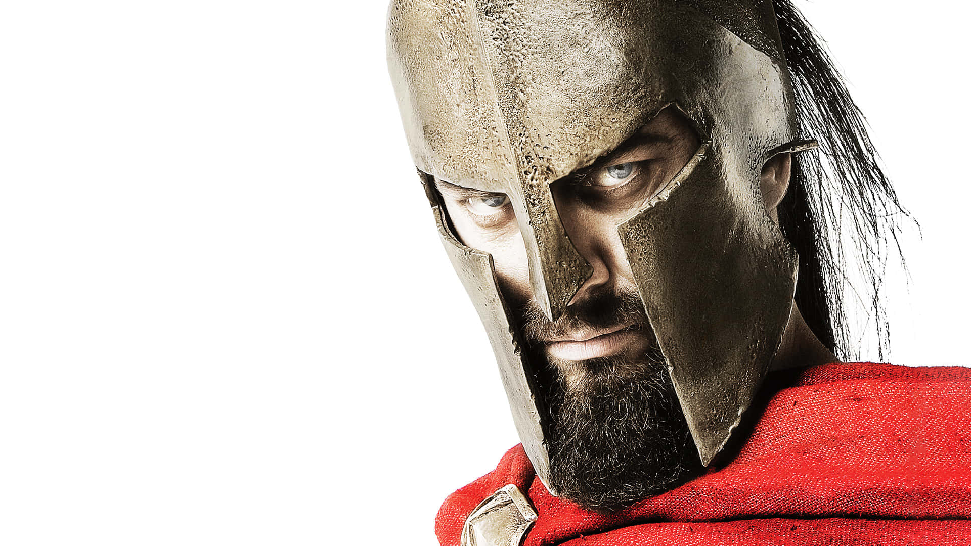 A Man In A Spartan Helmet With A Beard Wallpaper