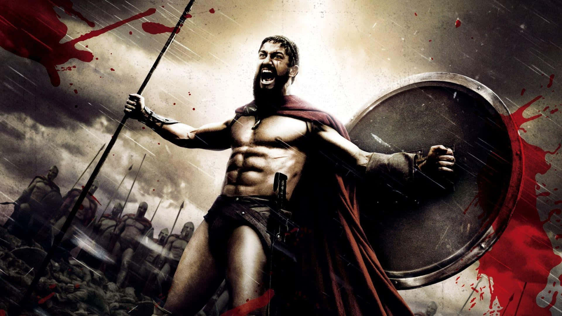 Brave warriors of Sparta ready for battle in the film 300 Wallpaper