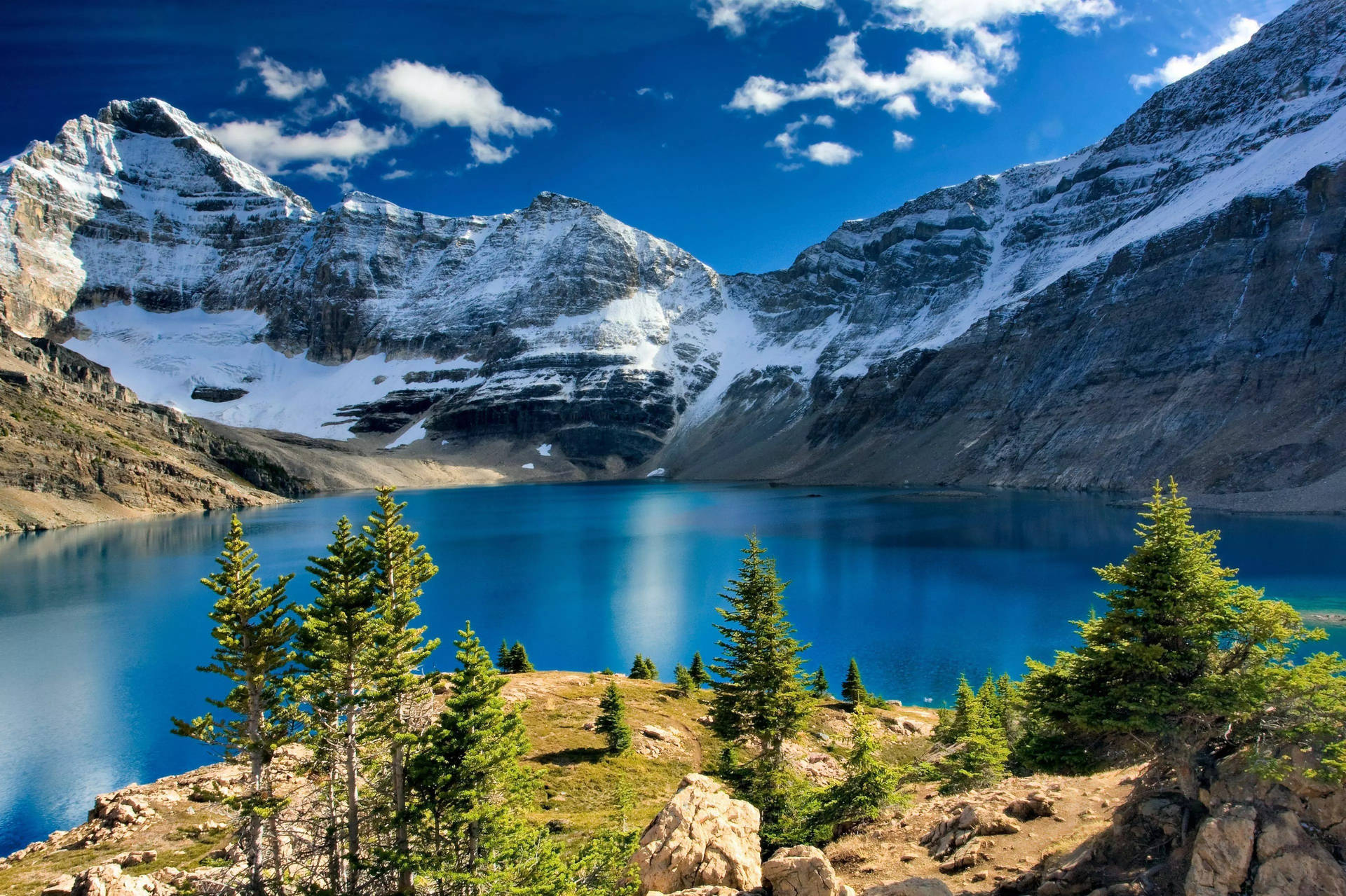 32K Ultra HD Nature Lake Snowy Mountain Wallpaper