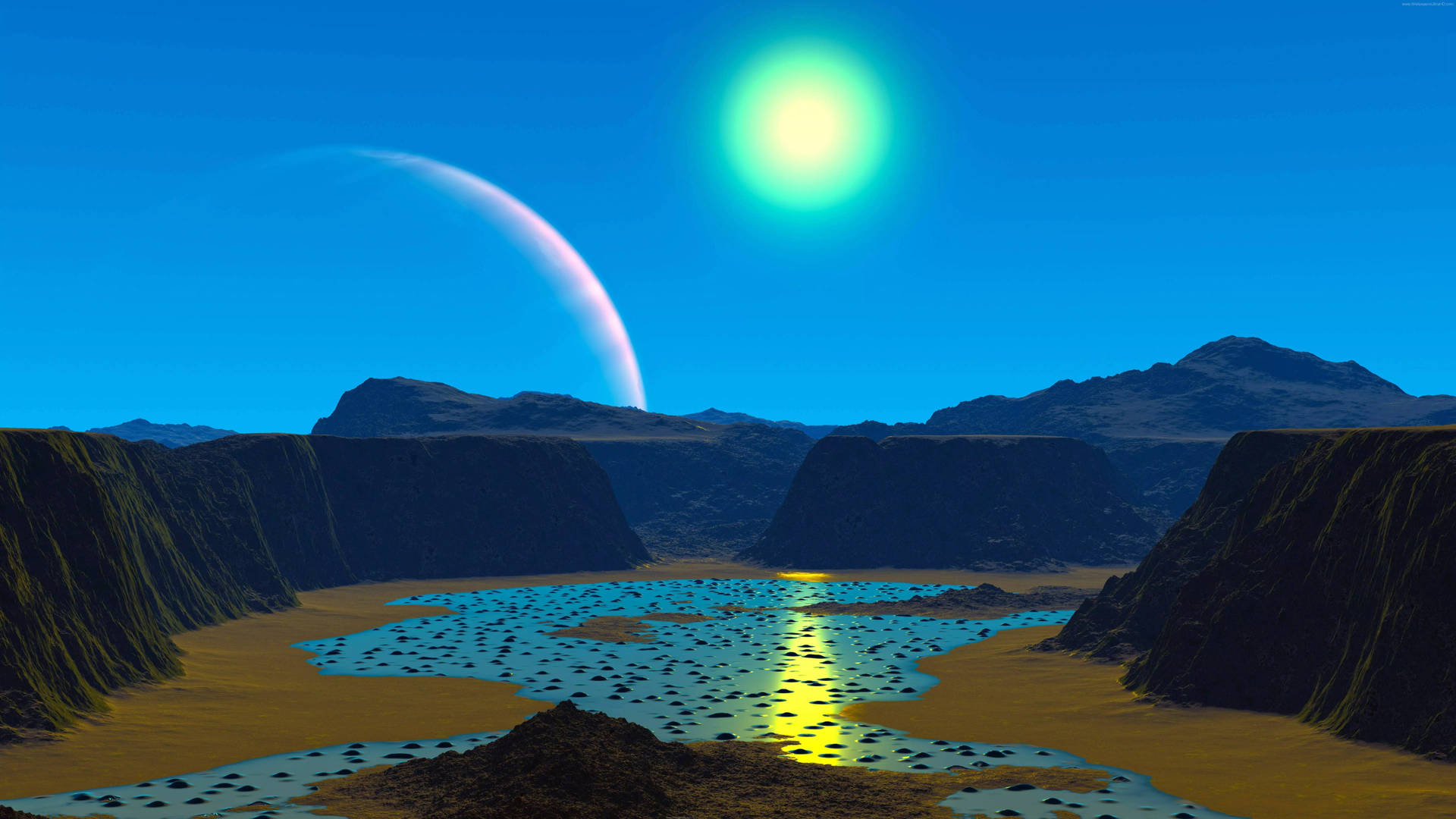 32k Ultra Hd Nature Moon Over Desert River Background