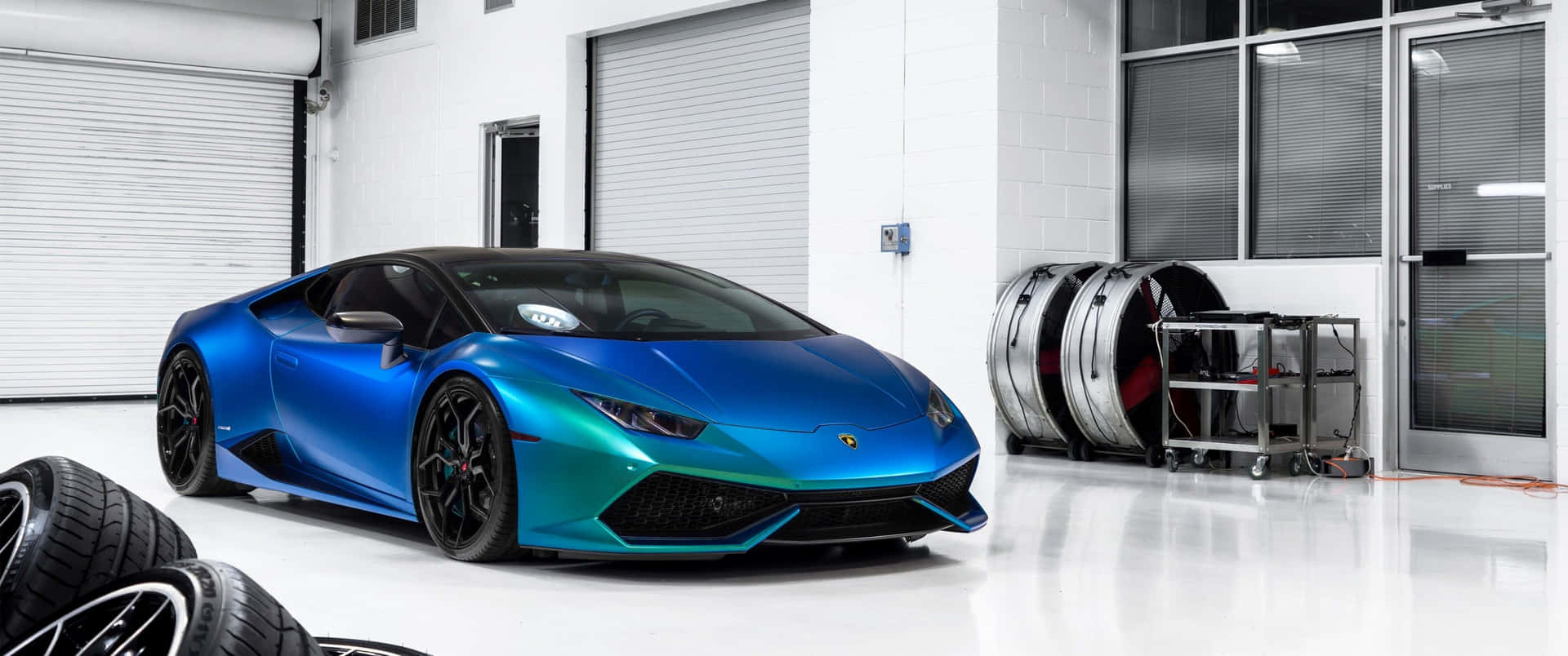 3440x1440 Blue Lamborghini Huracan Car Wallpaper
