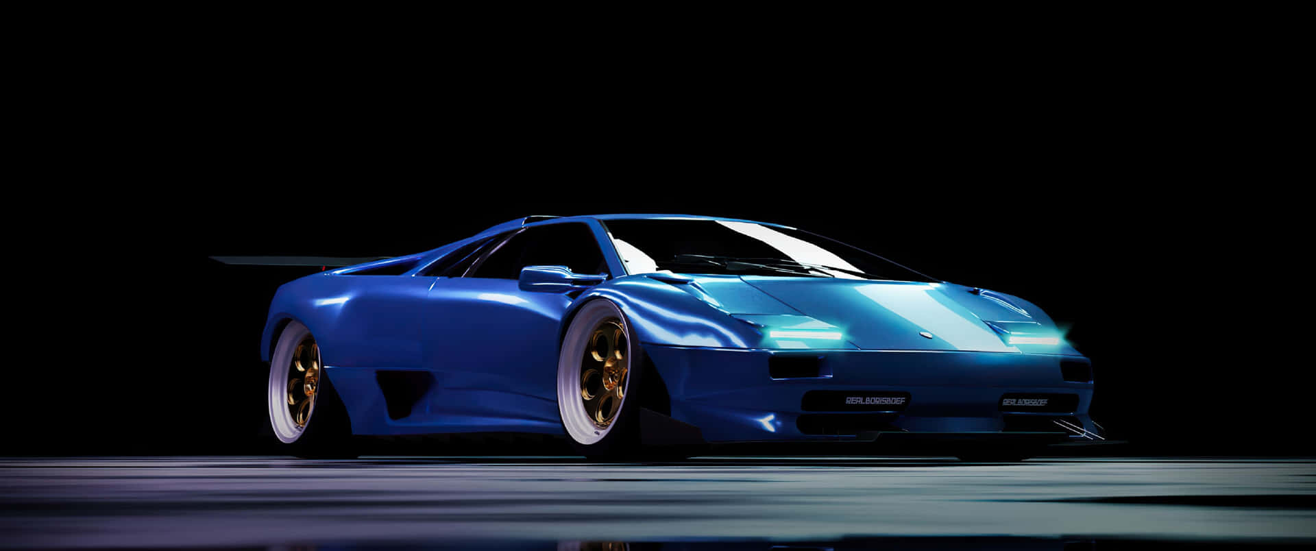 3440x1440 Blue Lamborghini Diablo Car Wallpaper