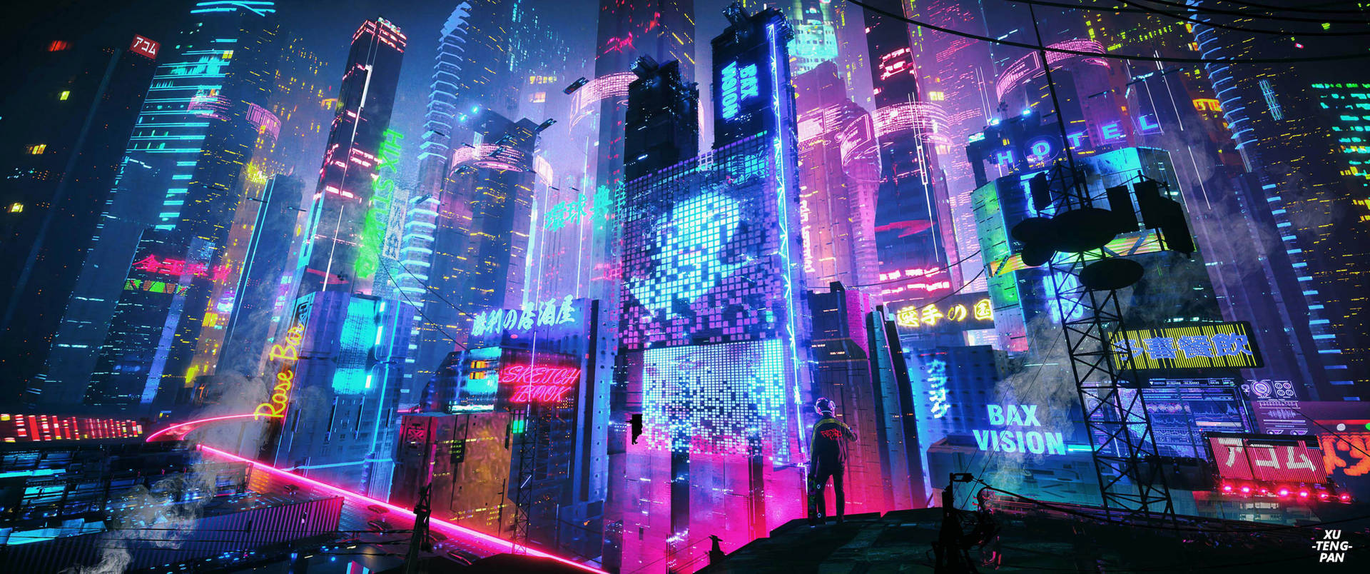 3440x1440 City Futuristic In Neon Lights