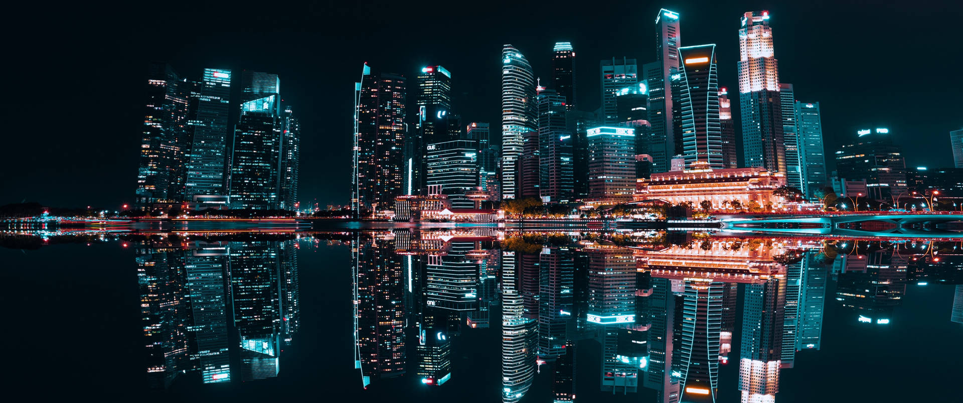 3440x1440 City Of Singapore Nightscape