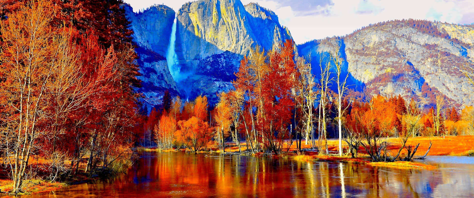 "A picturesque view of a fall landscape at 3440x1440." Wallpaper