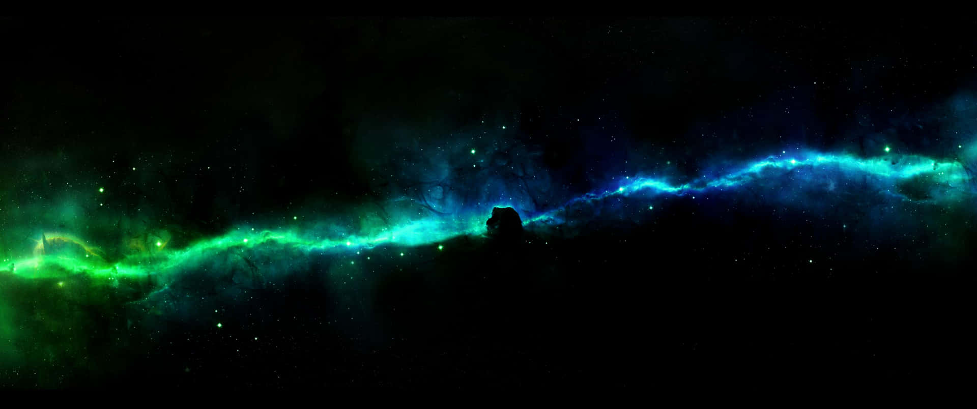 3440x1440hd Blå Grön Nebulosa Wallpaper