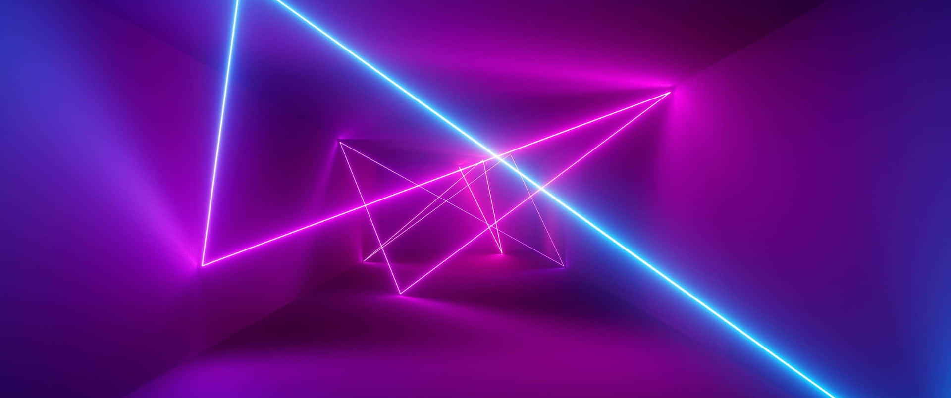 3440x1440 Neon Laser Lights Pink Wallpaper