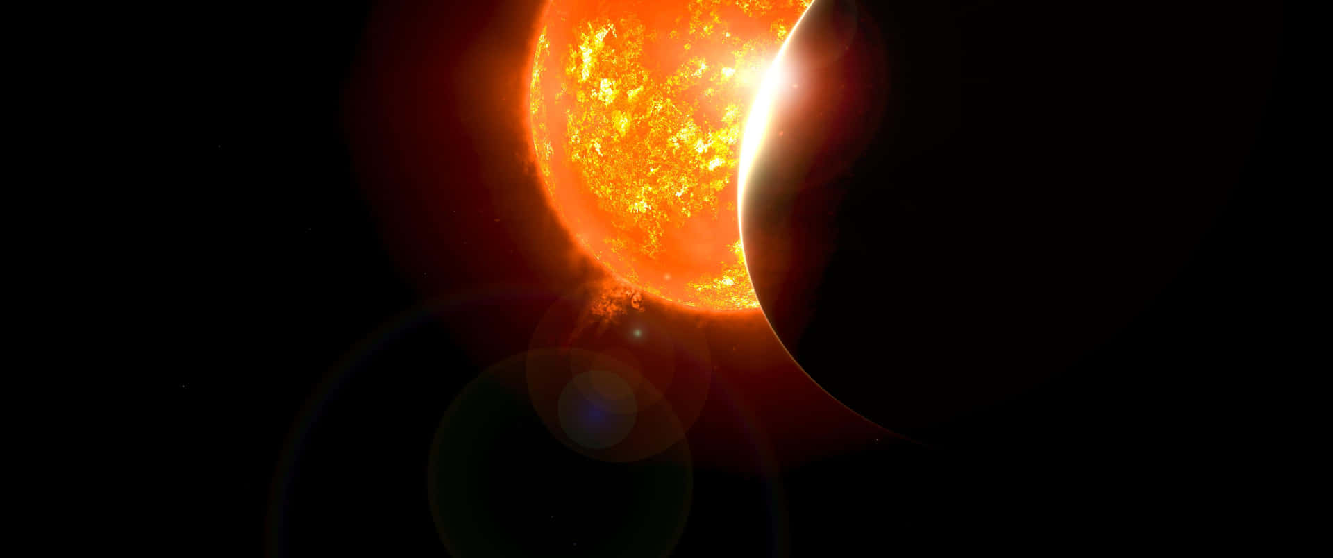 3440x1440 Space With Sun During Eclipse Wallpaper