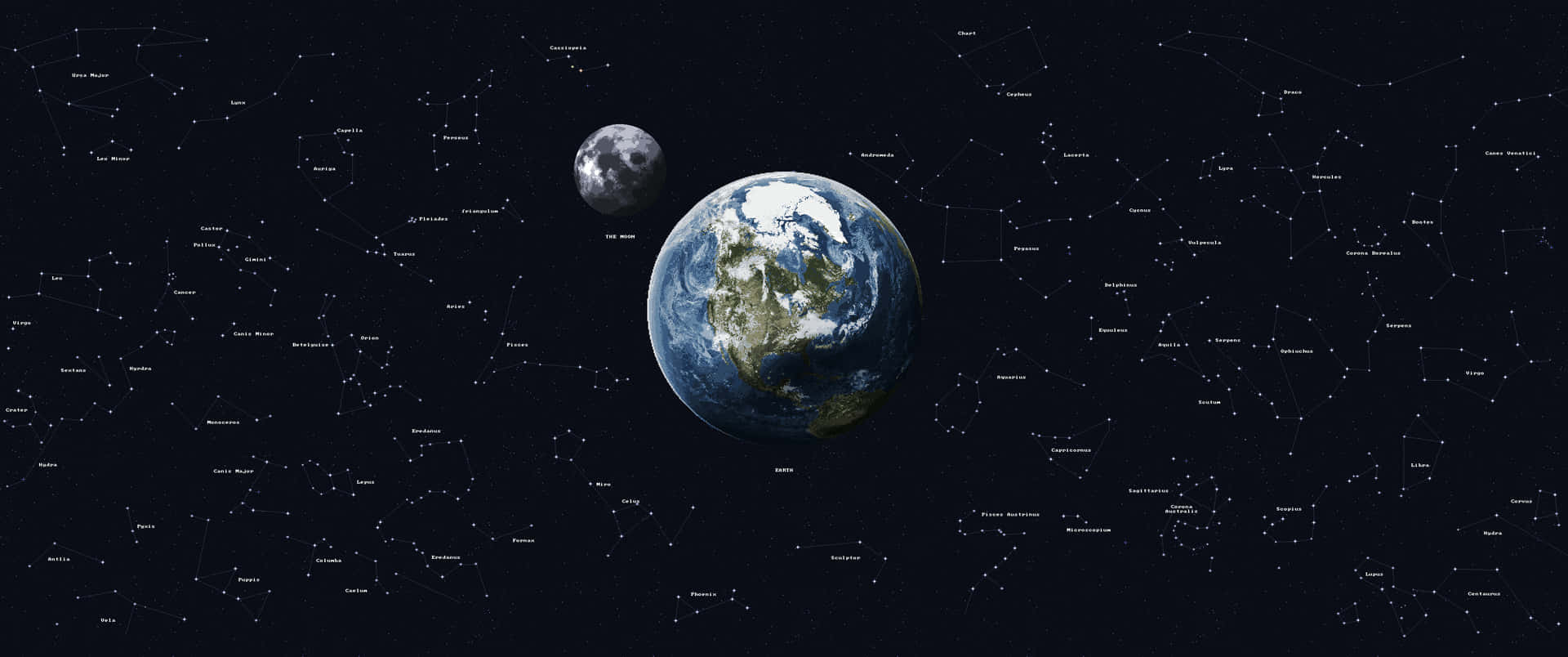 3440x1440weltraumansicht Von Erde Und Mond Wallpaper