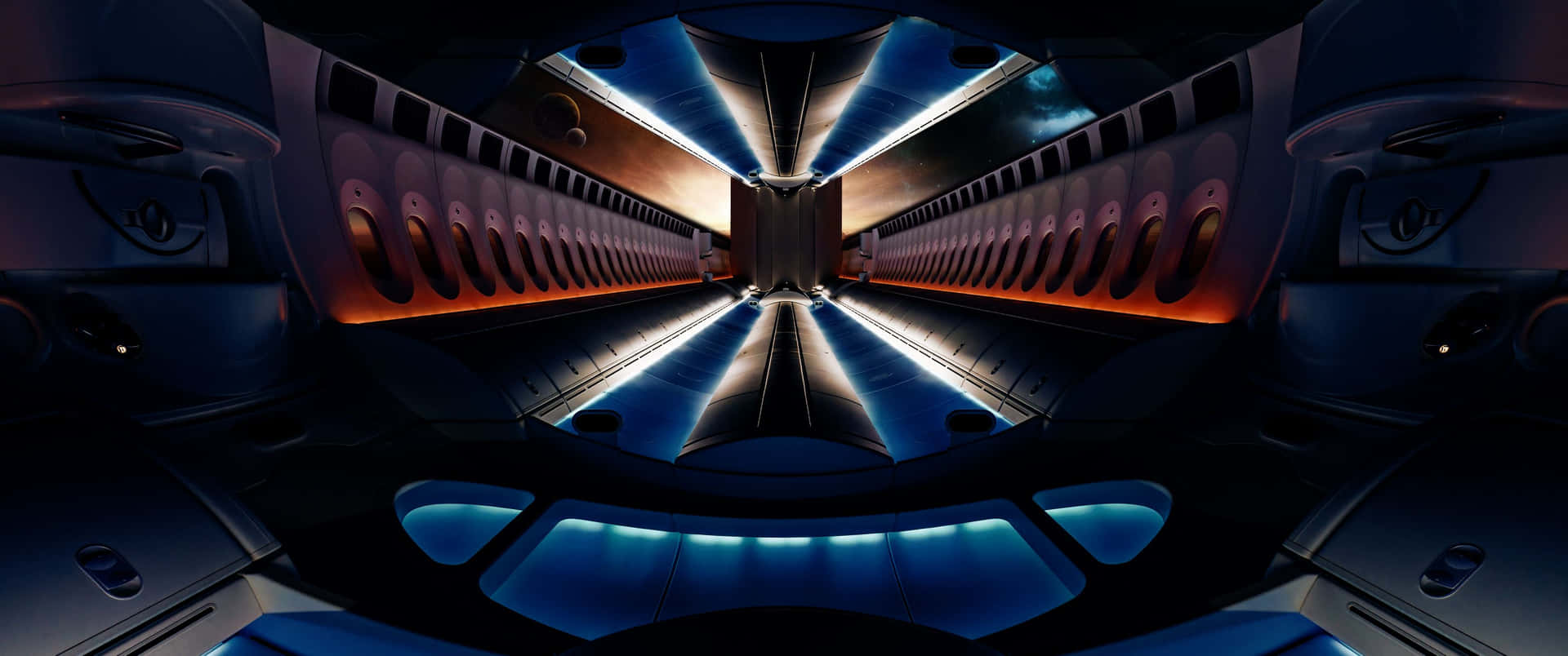 Recorridoespacial De 3440x1440 Por El Túnel Espacial Del Atomium En Bruselas Fondo de pantalla