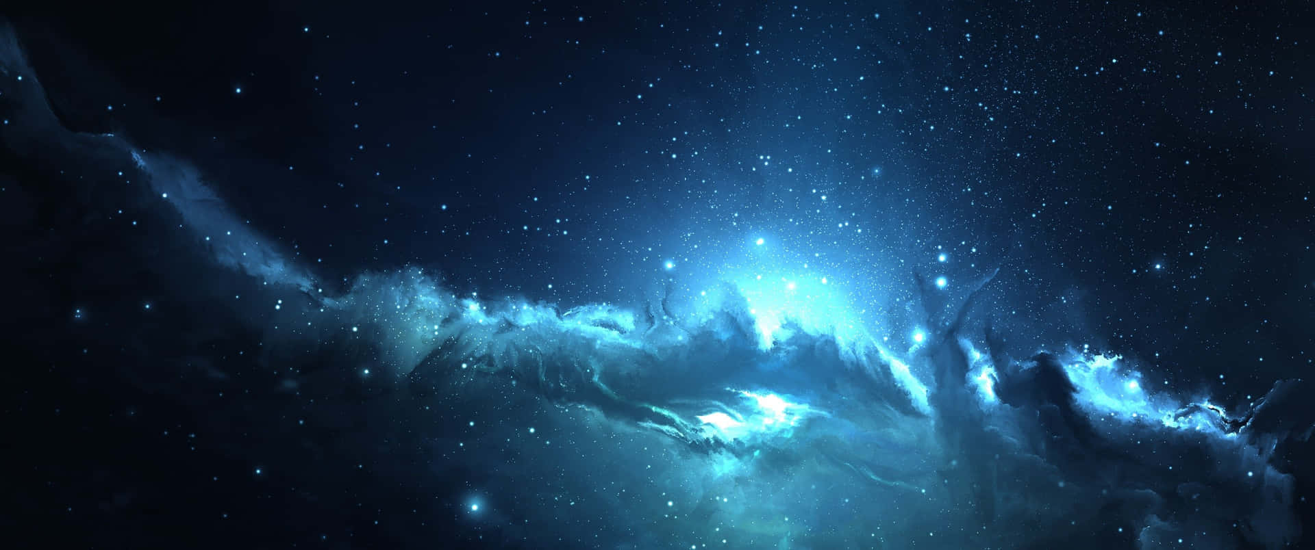 3440x1440 Space Blue Atlantis Nebula Wallpaper
