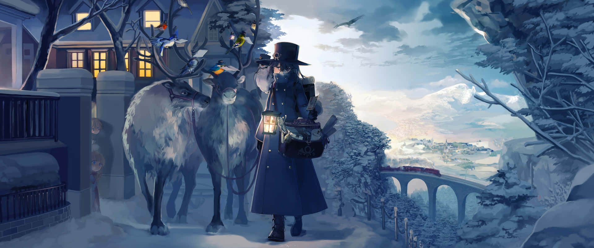 3440x1440 Anime Winter Wallpaper