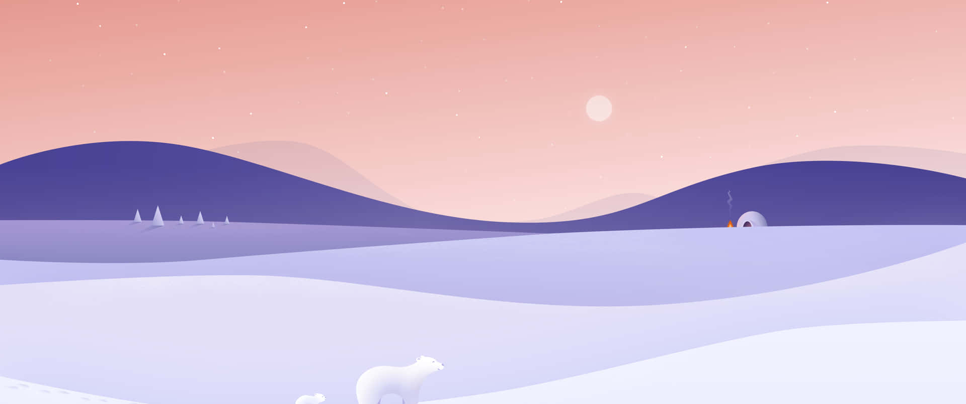 Beautiful Winter Landscape caps off a Cold Day Wallpaper