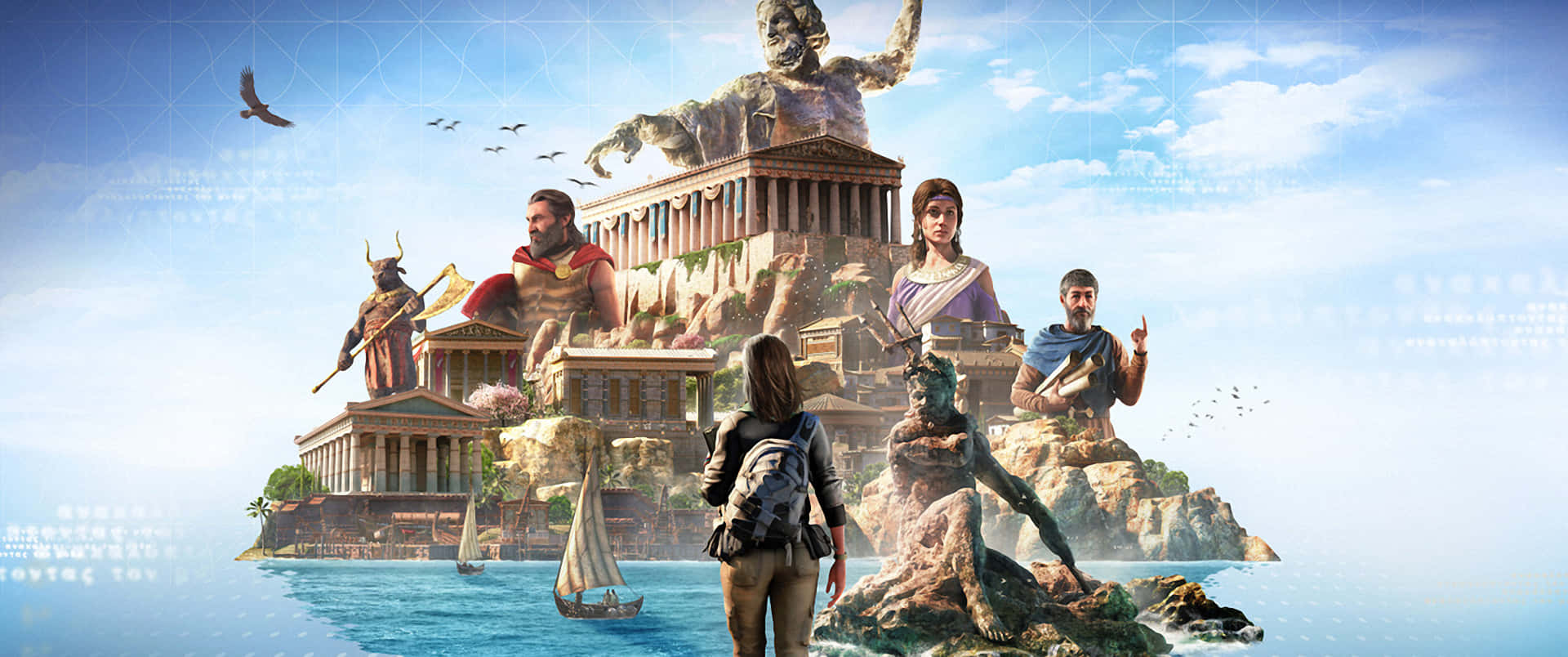3440x1440p Assassin's Creed Odyssey Background Main Characters In An Island Background