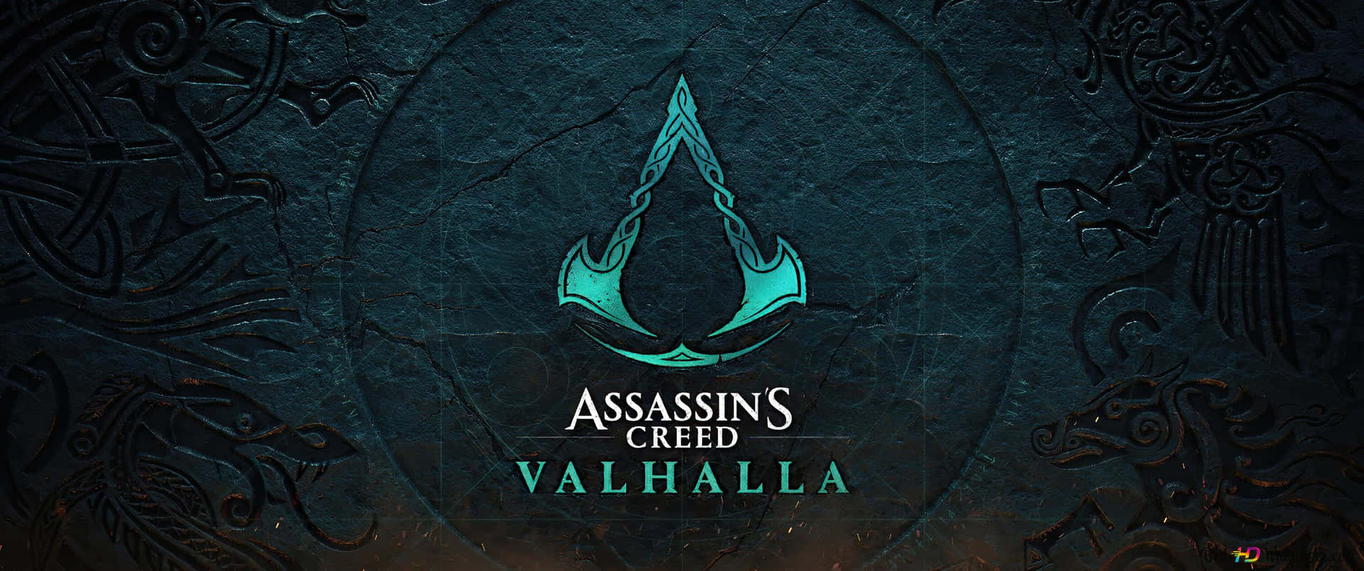 3440x1440p Assassin's Creed Odyssey Background Assassins' Creed Valhalla Green Logo Background