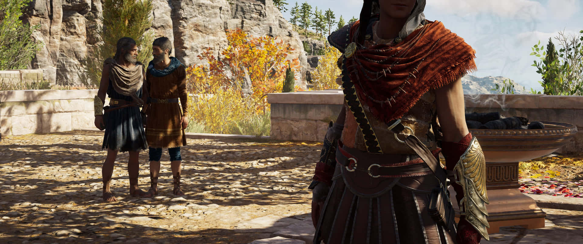 3440x1440p Assassin's Creed Odyssey Background People Gossiping Background