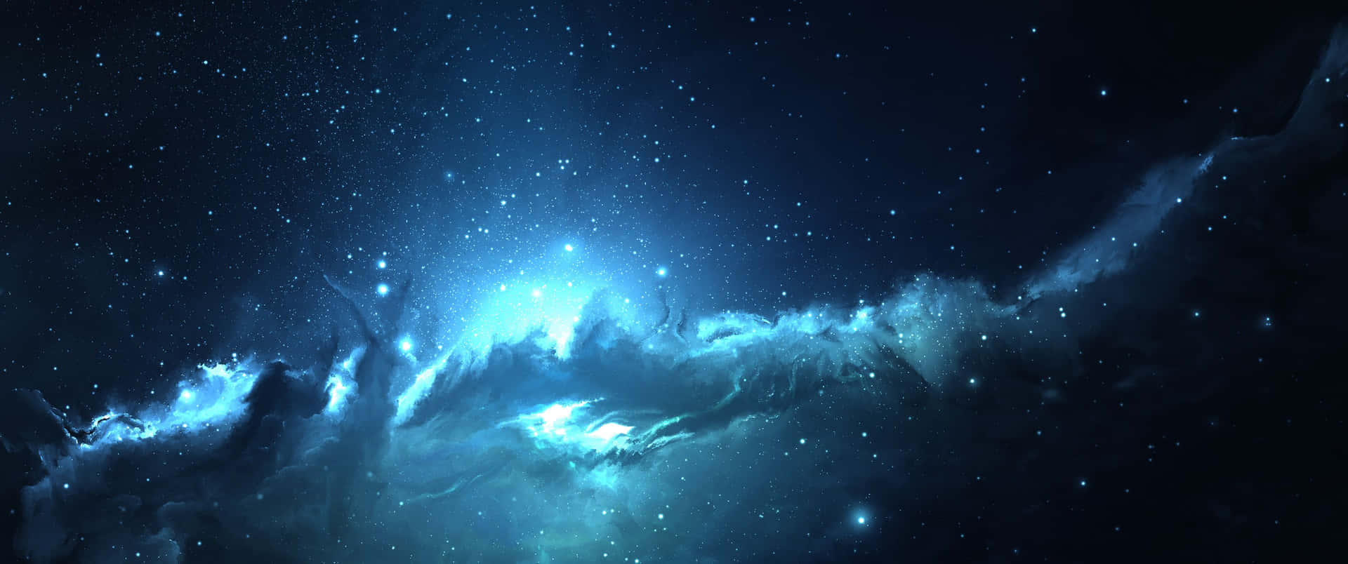 3440x1440pblå Nebulosa Moln Bakgrund