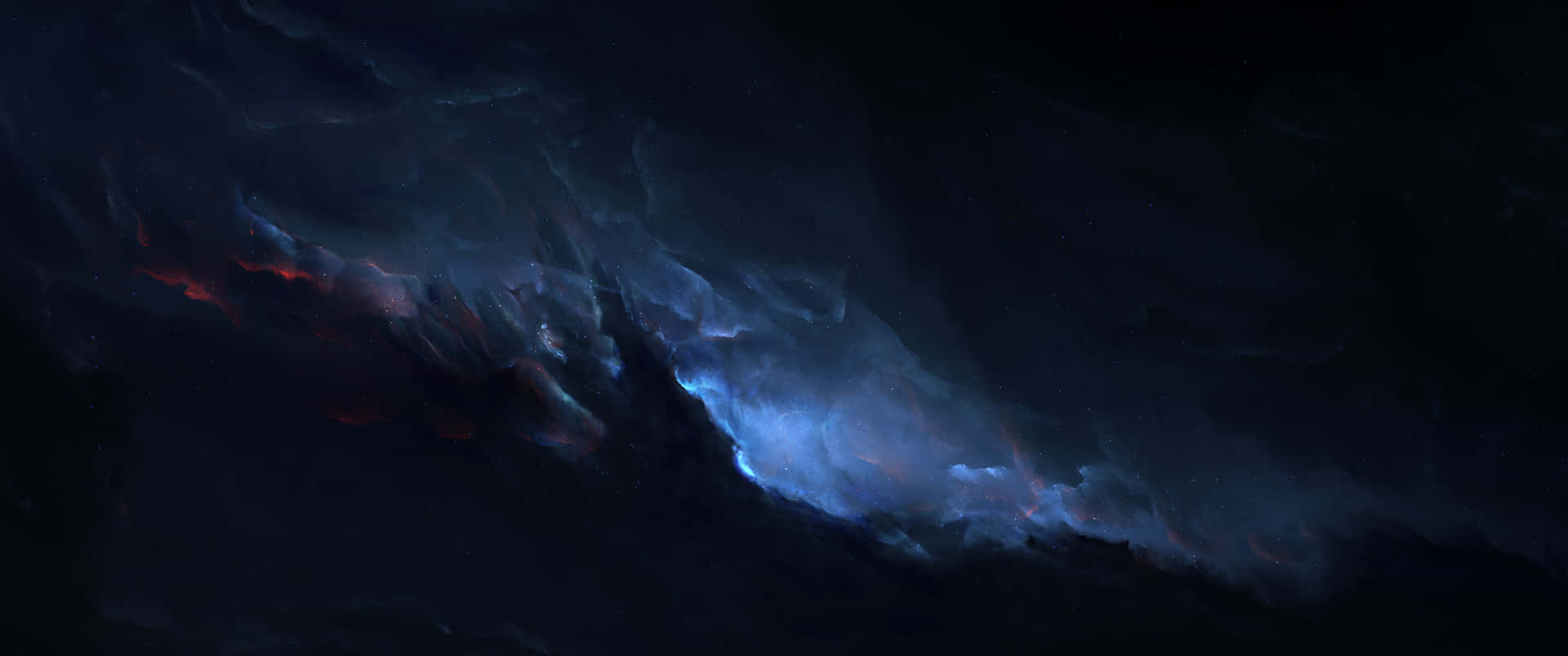 3440x1440p Mørkeblå Nebulabaggrund