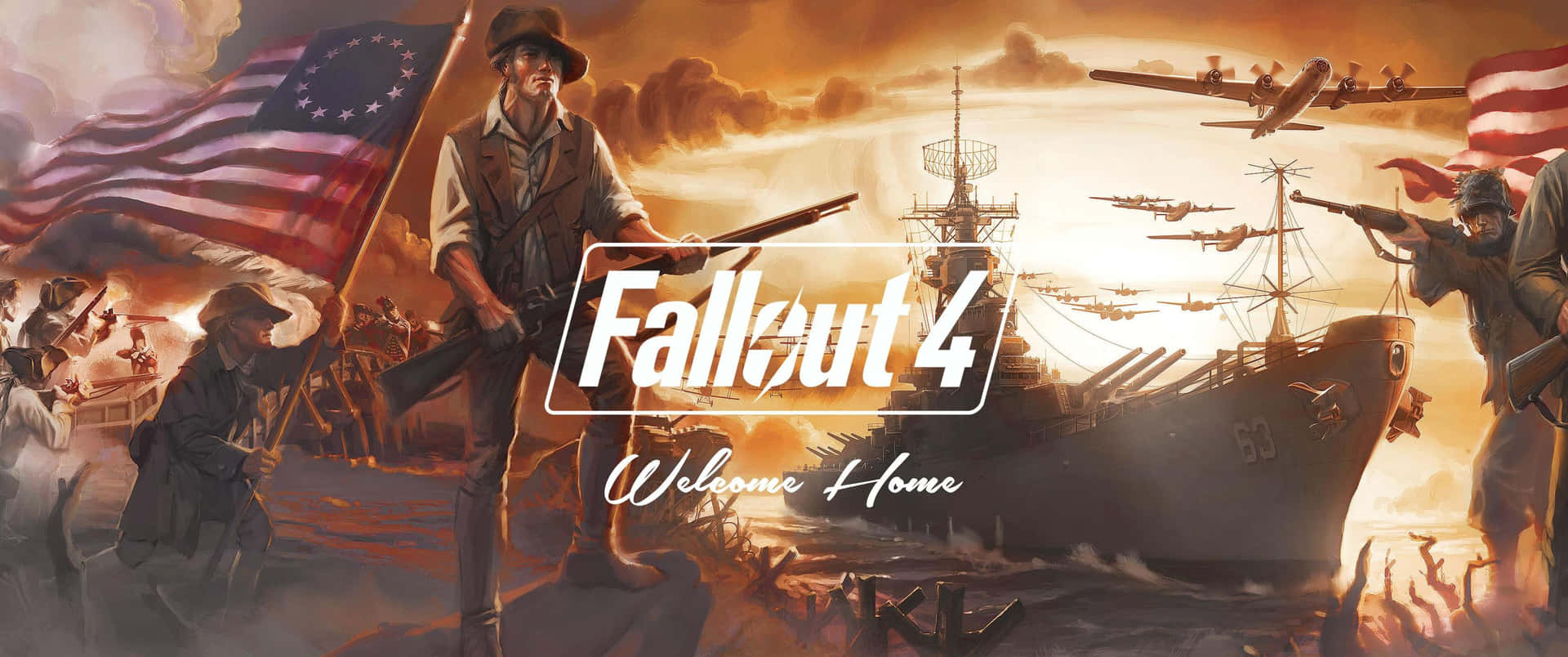 3440x1440p Fallout 4 spilbaggrunds tapet