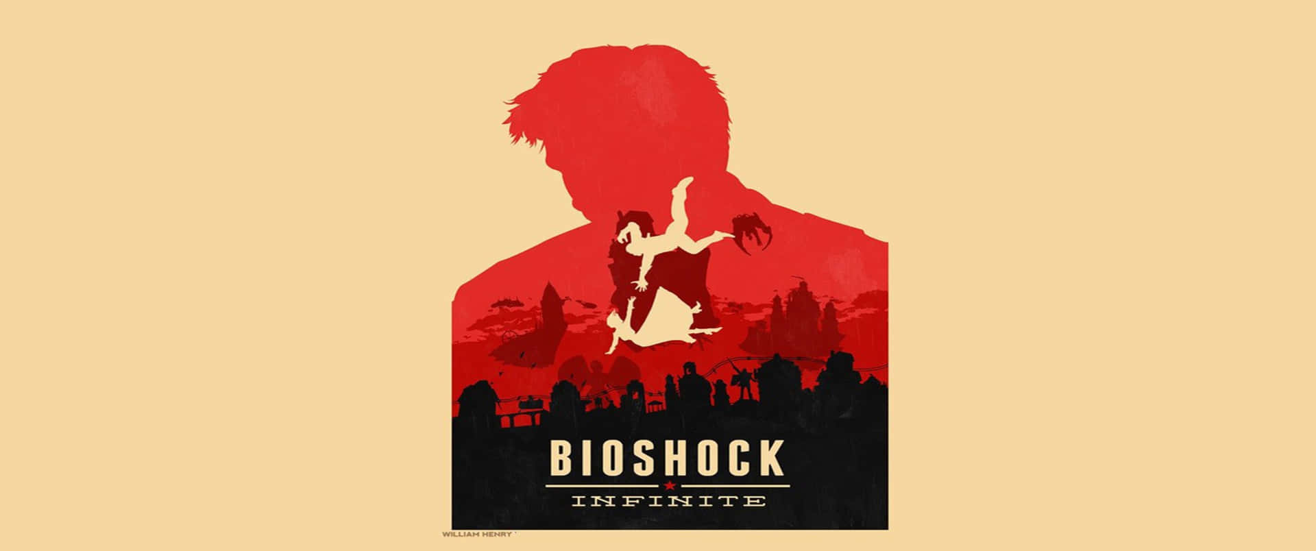 Silhuettav Booker 3440x1440p Bioshock Infinite Bakgrund.