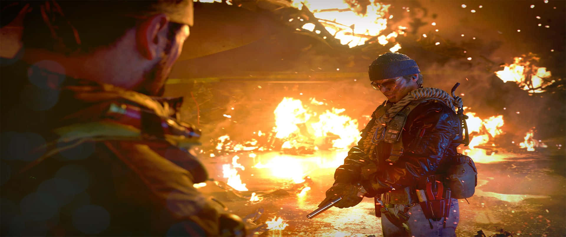Intense Battle Scene from Call of Duty: Black Ops Cold War at 3440x1440p Resolution