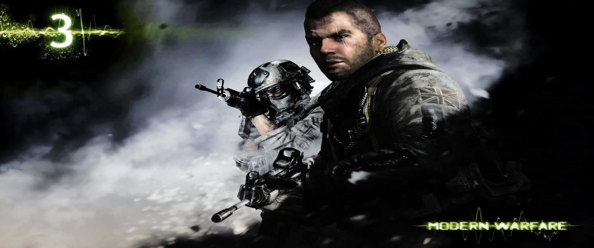 Mactavishrökeffekt 3440x1440p Call Of Duty Modern Warfare Bakgrund