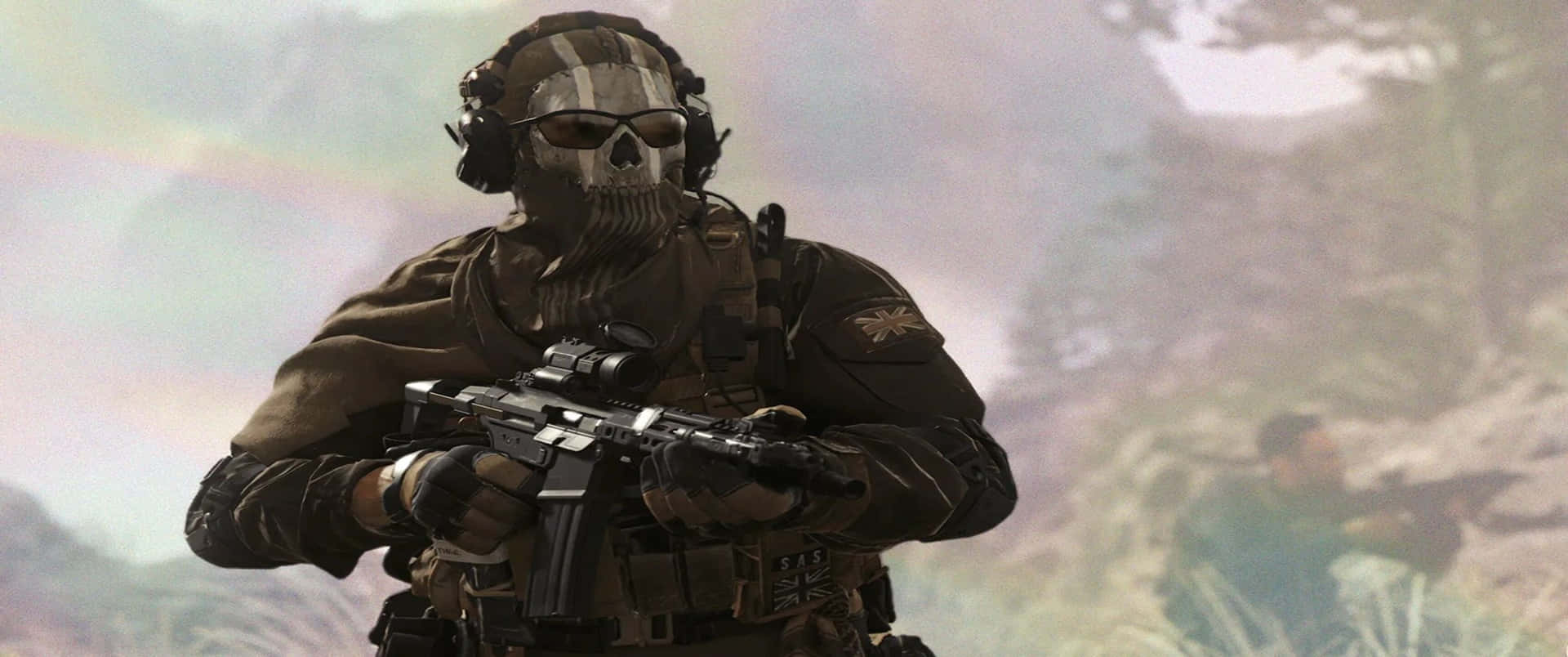 Fondode Pantalla De Call Of Duty Modern Warfare En Primer Plano De Ghost, Resolución 3440x1440p.