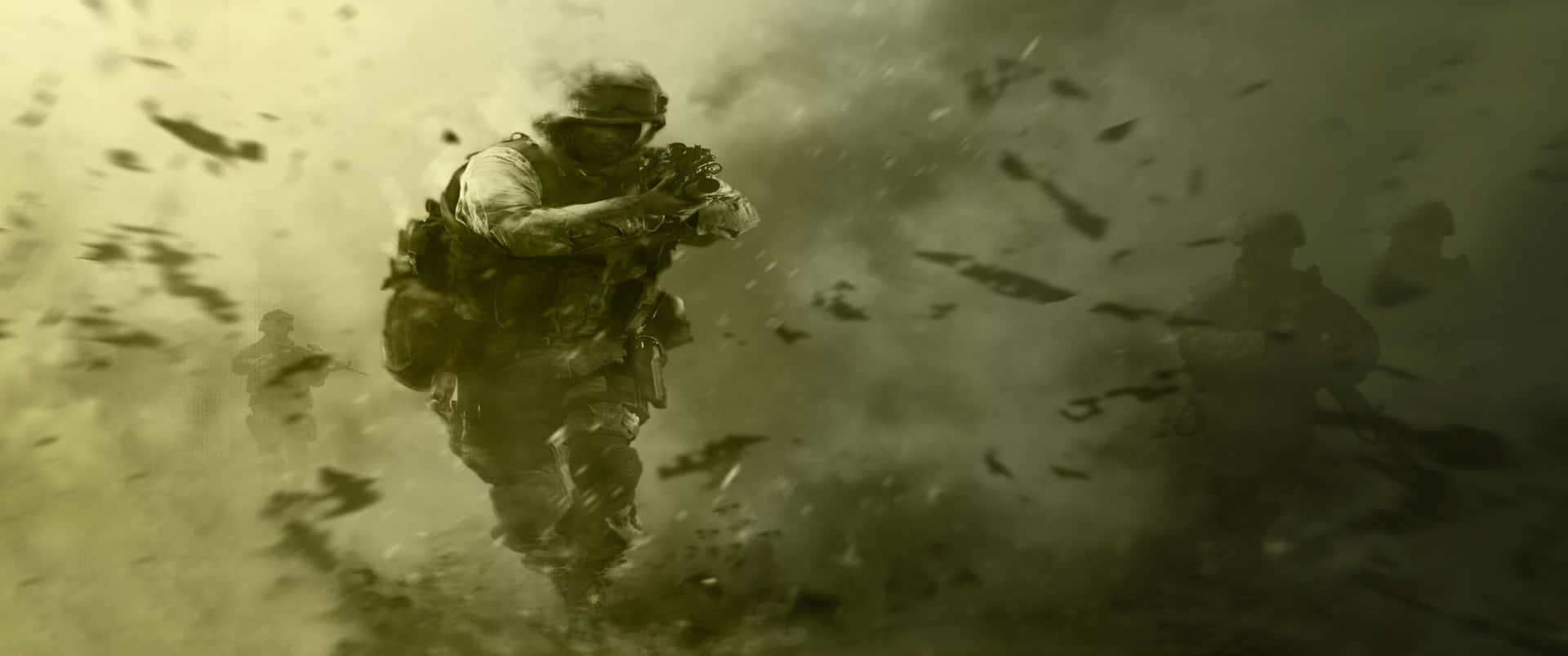 Flyrfrån Explosion 3440x1440p Call Of Duty Modern Warfare Bakgrund.