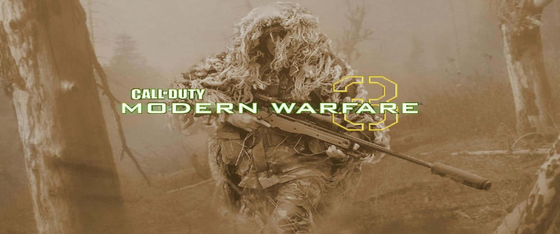 Soldatmed Kamouflage Nät 3440x1440p Call Of Duty Modern Warfare Bakgrundsbild.