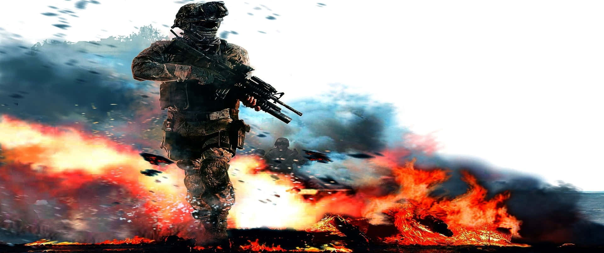 Rökignaturvy I 3440x1440p Call Of Duty Modern Warfare Bakgrund.