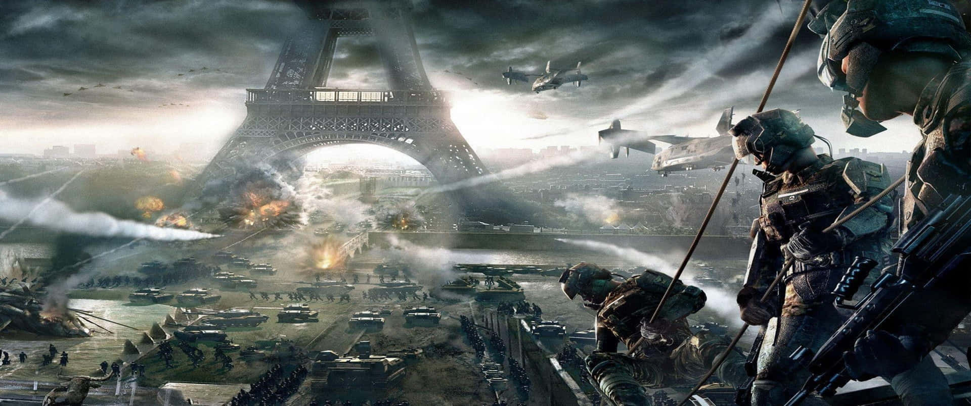 Eiffeltornetscene 3440x1440p Call Of Duty Modern Warfare Bakgrund.