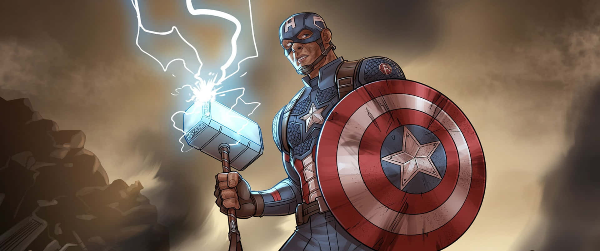Captain America showing off his shield