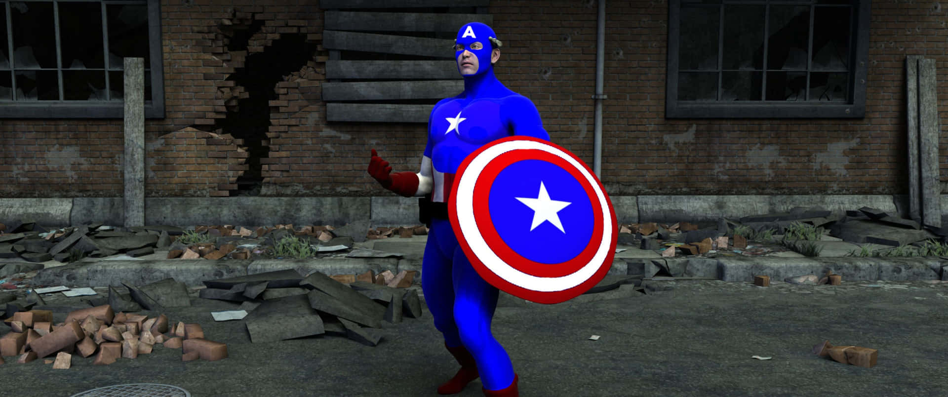 Captain America stands ready for battle