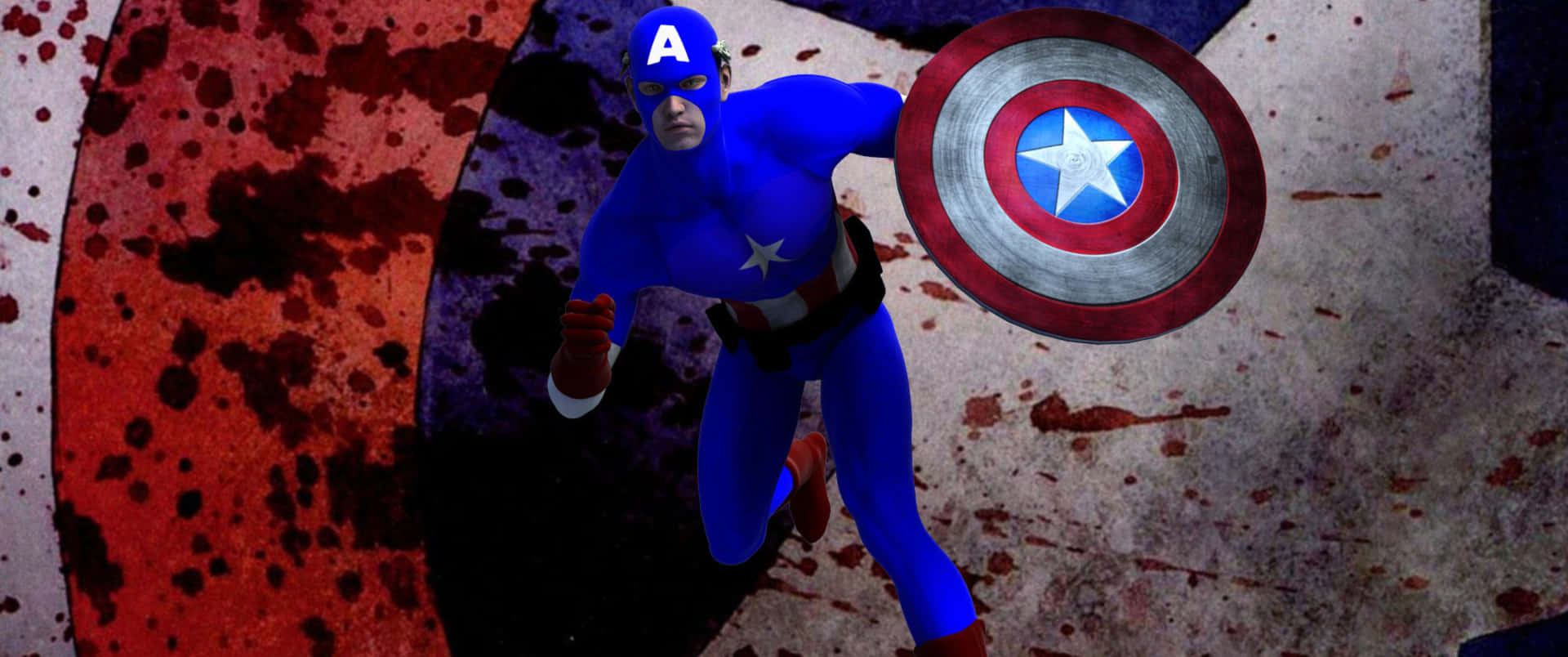 "Captain America defending the Stars and Stripes"